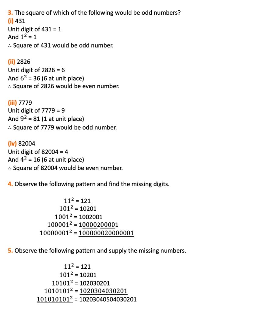 class 8 maths chapter 5 exercise 5.1 question 3, 4, 5