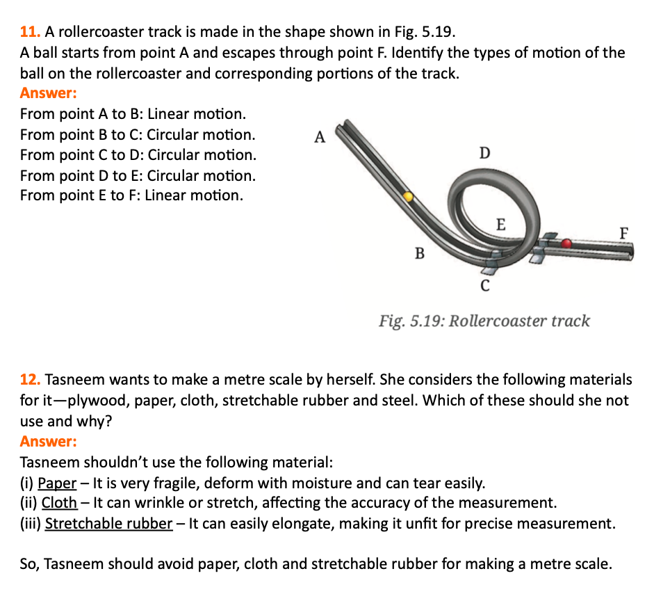 class 6 science chapter 5 question 11, 12
