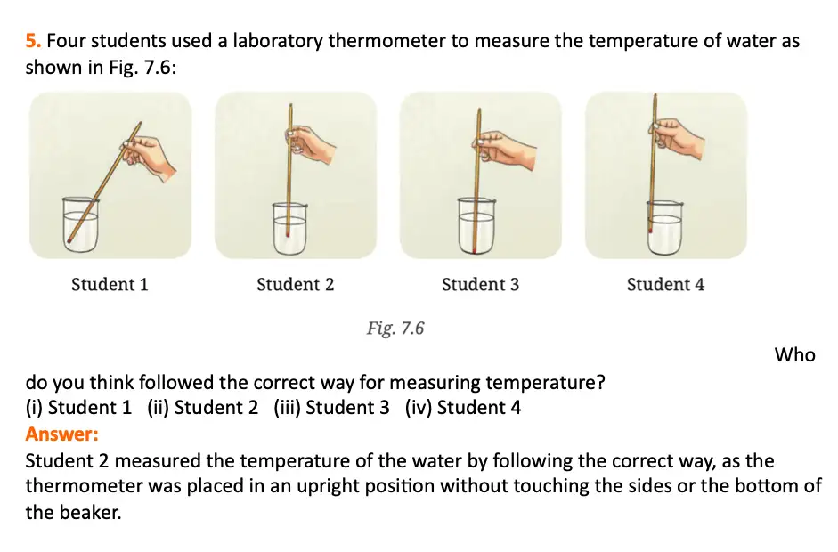 class 6 science curiosity chapter 7 temperature and its measurements question 5